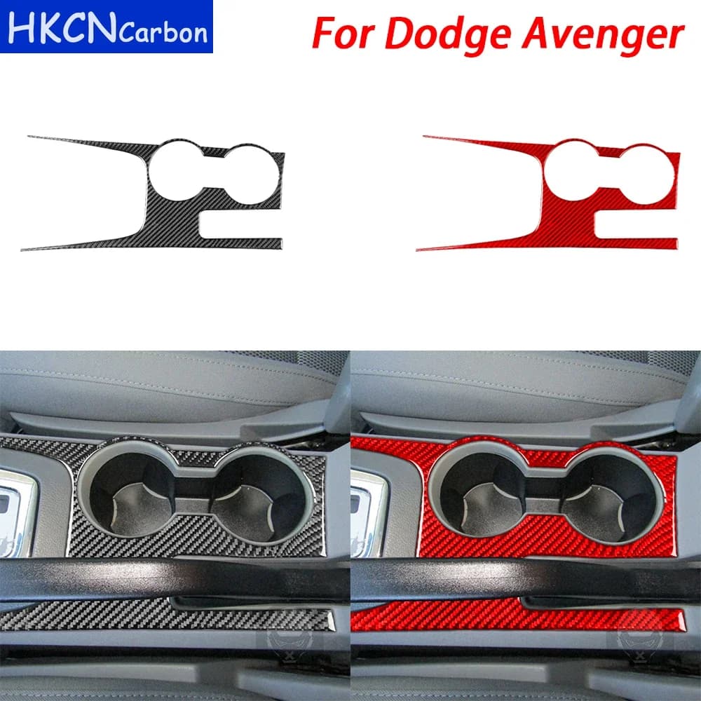 For Dodge Avenger 2008-2010 Carbon Fiber Central Water Cup Holder Panel Trim Cover Car Interior Decorative Accessories Sticker