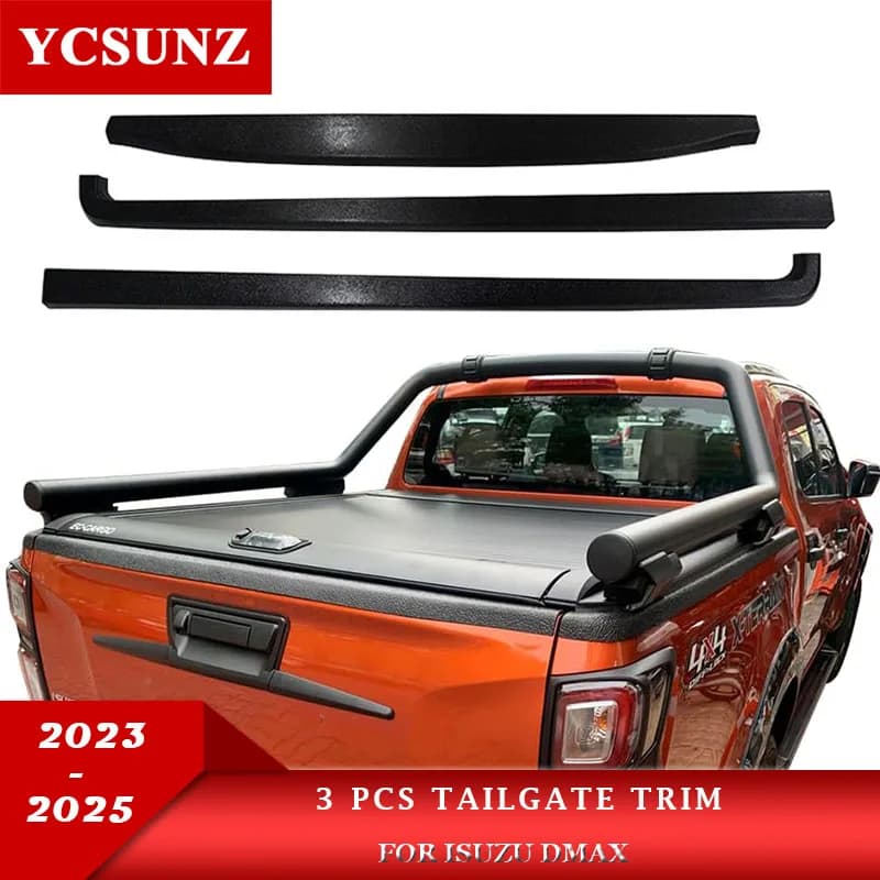 3pcs Tail Gate Trim For Isuzu DMAX D-MAX 2023 2024 2025 Rail Guard Over Rail Load Bed Liner Double Cabin Car Accessories