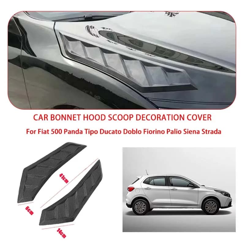 2 Pcs Gloss Black For Fiat Hood Vents Bonnet Cover Rubber Front Bonnet Vent car decorations
