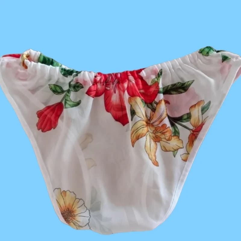 Chiffon Floral See through Panties mid Waist Sexy Women's Soft Touch Comfortable Sissy Sweet Panties for Private Party