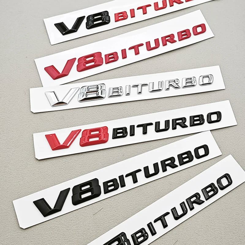 3D V8 BITURBO Emblem Fender Badge Car Sticker For Mercedes Benz AMG G63 C63 E63 S63 Auto Side Decal Styling Accessories