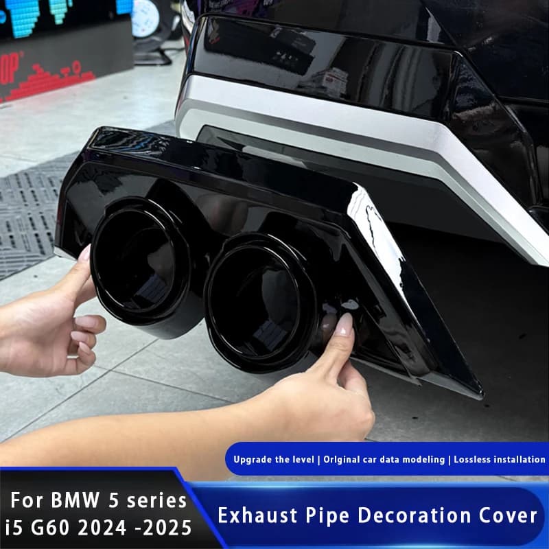 Car Styling Rear Lip Spoiler Exhaust Tip Pipe Tail Throat Cover Sticker Exterior Accessories For BMW 5 Series i5 G60 2024-2026