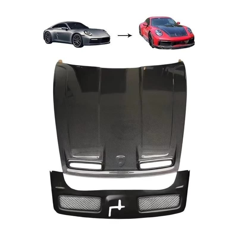 Best Quality TKT Style Carbon Fiber Car Engine Hood for Porsche 911 992 Carrera 4 4S Turbo S 2020-2025 Vented Bonnet Cover