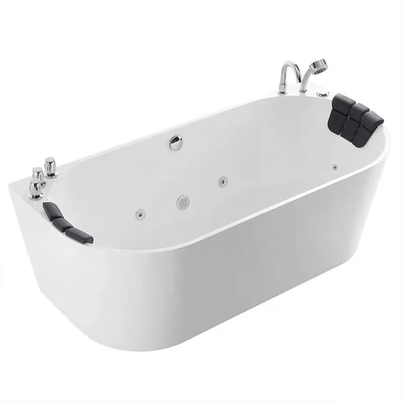 Luxury Oval Indoor Modern Corner Hydraulic Massage Water Jet Acrylic Soaking Bath Freestanding