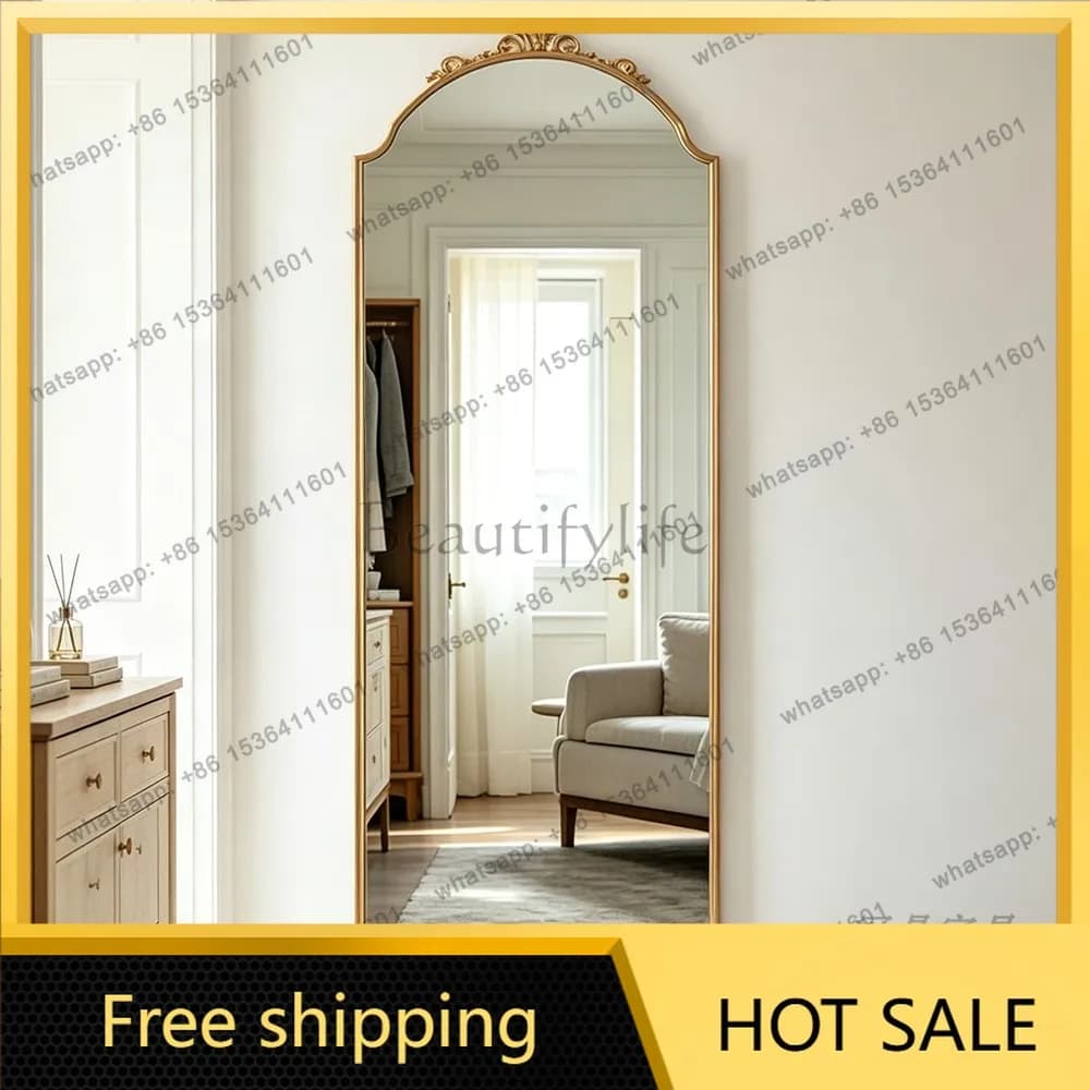 YJ French Retro Irregular Full Length Mirror Modern Minimalist Wall Mounted Dressing Mirror For Bedroom Home Decor