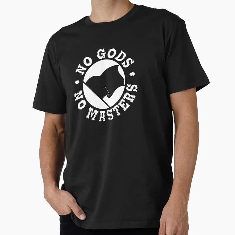 Antifa - No Gods No Masters Anarchy Graphic T‑Shirt Anarchist Slogan Punk Rock Rebellion Tops Cotton Short Sleeve Unisex Tees