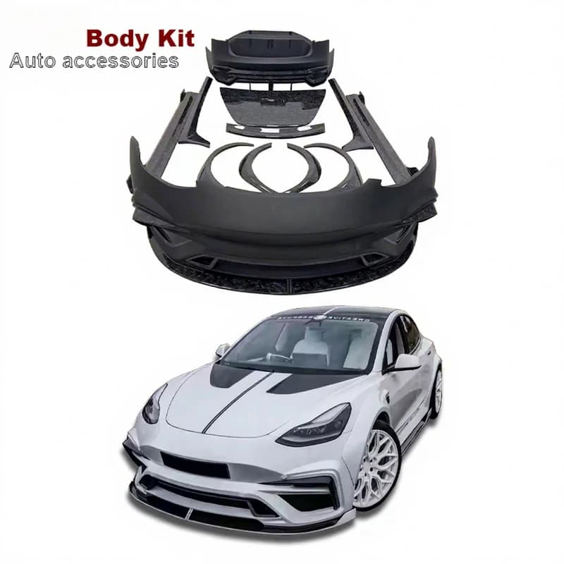 High Quality Carbon Fiber Wide Body Kit Fit For Model 3 Facelift Bumper Side Skirts Performance Exterior Upgrade Accessories
