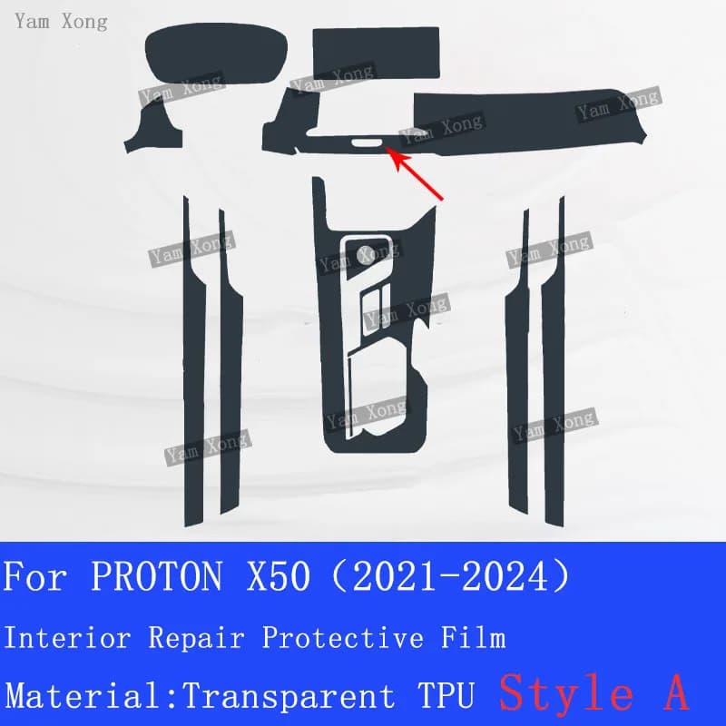 Car Interior Protector Sticker Kit For PROTON X50 (2021-2024) Center Console Control Panel Protective Film Anti Scratch Cover