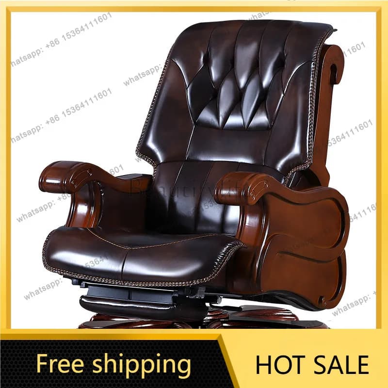 XX. Leather office chair reclining massage home lift to solid wood president chair