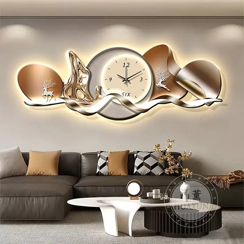 Art Glowing Mural Number Wall Clocks Interior Aesthetic Silent Minimalist Wall Watch Nordic Restaurant Clock Home Decoration