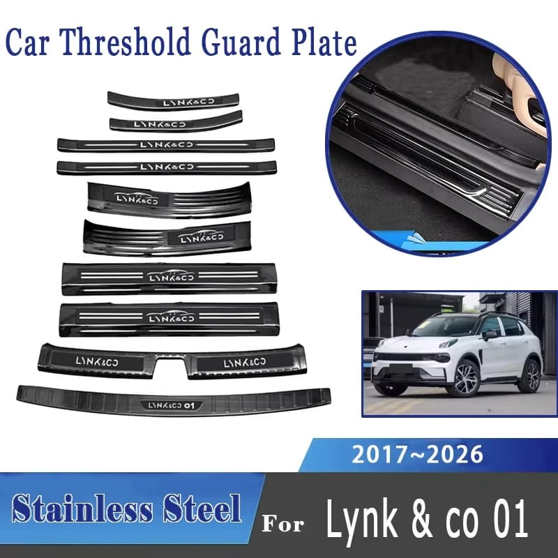 Car Threshold Guard Plate For Lynk & co 01 2017~2026 Stainless Steel Trunk Door Sills Guard Plate Protection Car Accessories