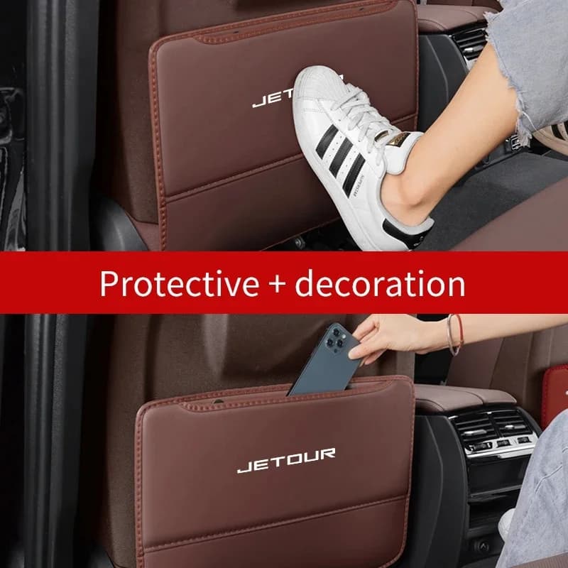 2Pcs PU Leather Seat Back Anti‑Kick Protector Bag For Chery Jetour X70M Tiggo 8 Pro Max Omoda 5 GT Jaecoo J9 Car Storage Organiz