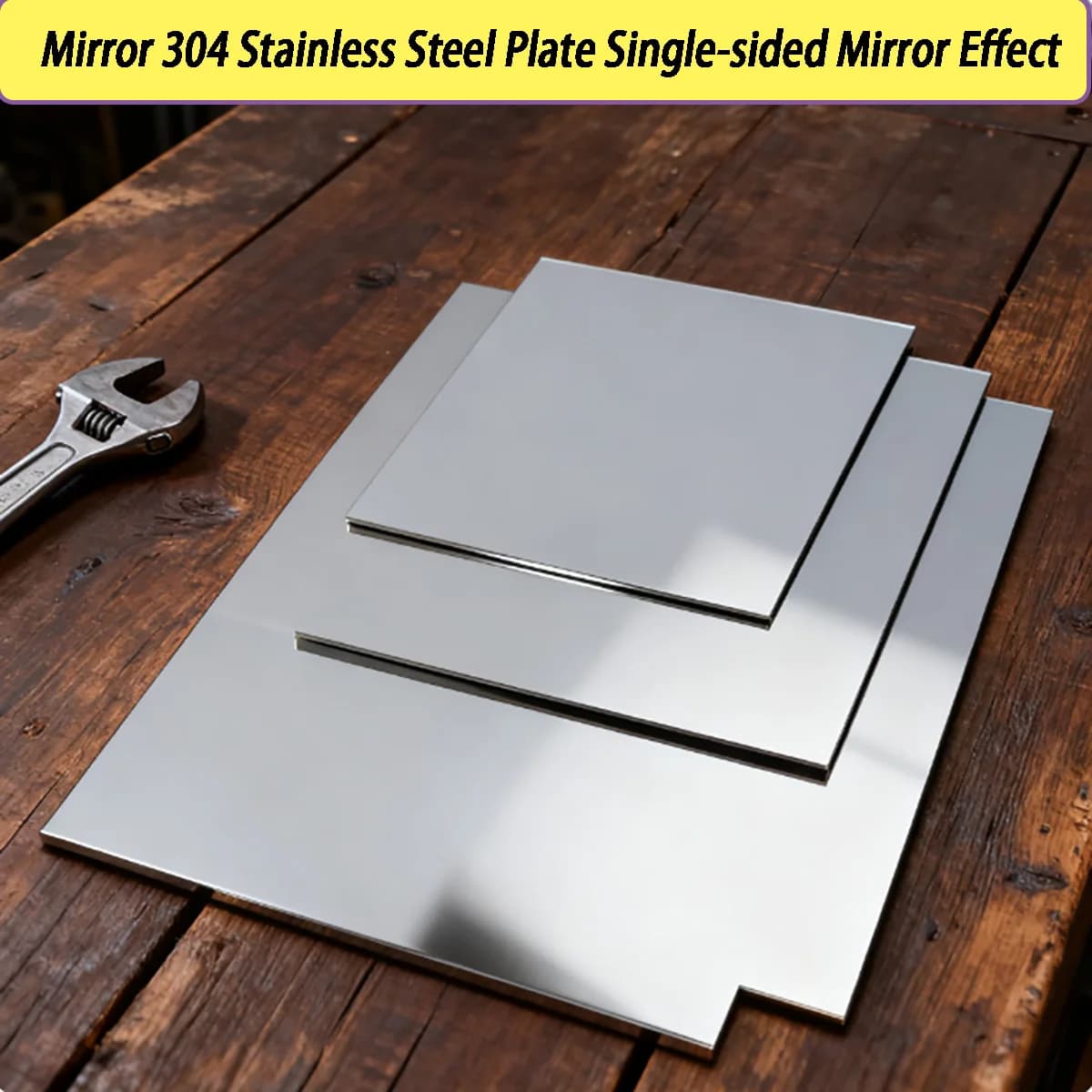 Mirror 304 Stainless Steel Plate Single-sided Mirror Effect DIY Stainless Steel Plate Film Protection Thickness 0.5mm-3mm