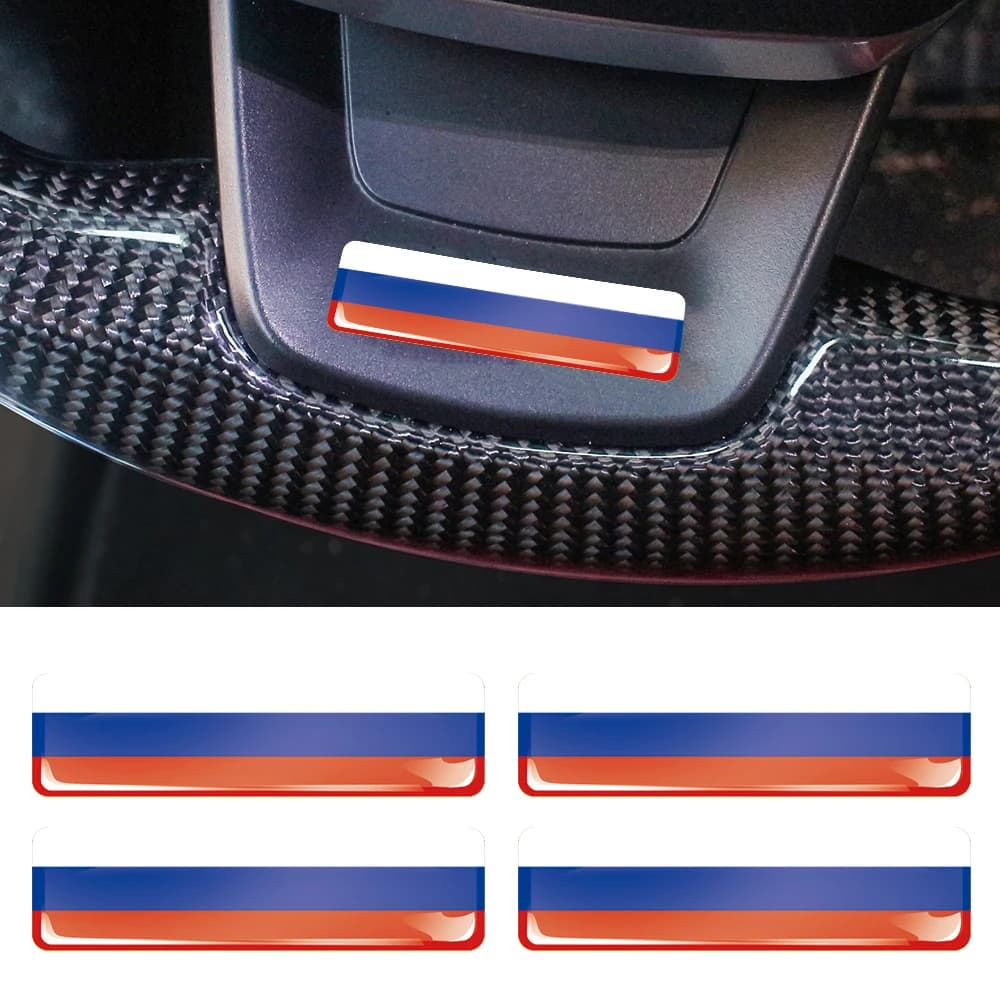 Russia Flag 3D Epoxy Resin Decorate Car Sticker Car Window Buttons Steering Wheel Center Console Panel Motorcycle Fuel Tank