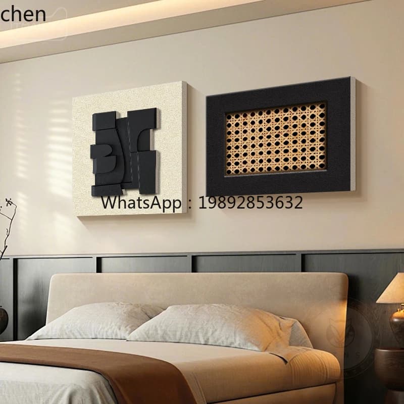 Bedroom Headboard Decorative Painting Abstract Retro High-end Feel Three-dimensional Sandstone Hanging