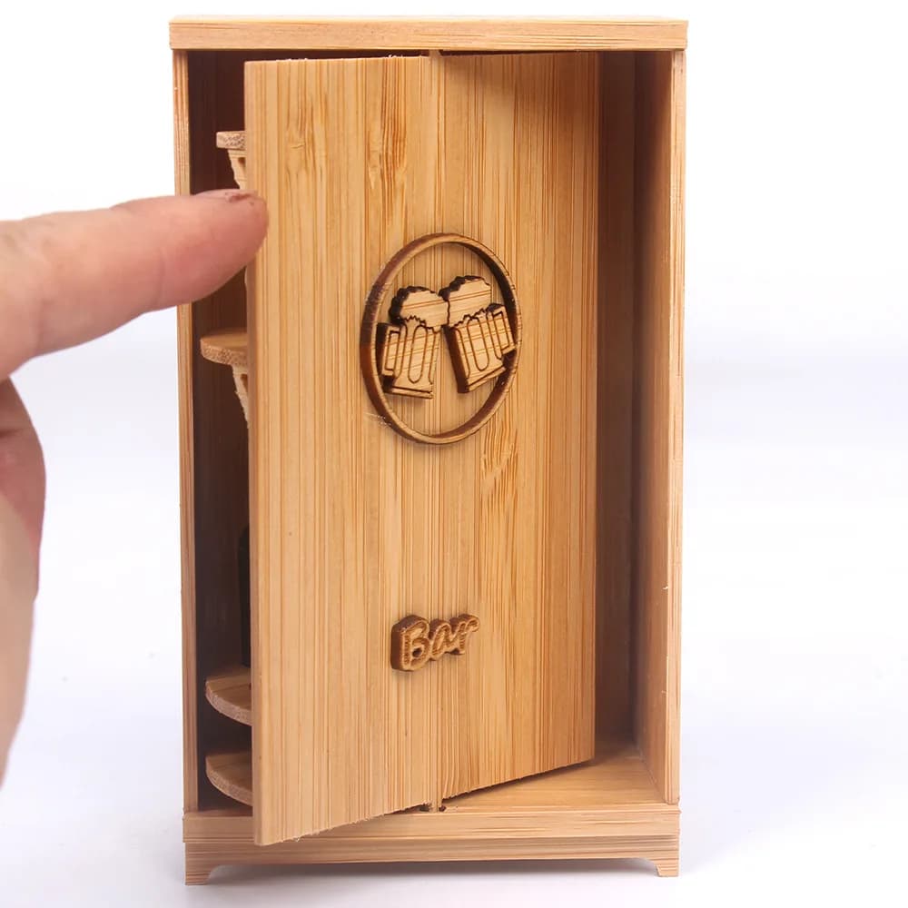 Miniature Wooden Dollhouse Wine Room Set Mini Food Toy Scene Decor