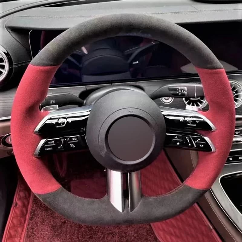 Alcantara Steering Wheel Cover Real Leather Red Thread Car Accessoires for Mercedes-Benz C-CLASS W206 / E-CLASS W213 / S- W223
