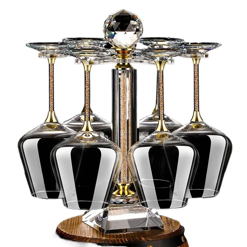 High quality 600ml gold foil crystal burgundy glass 6 piece wedding restaurant hotel party