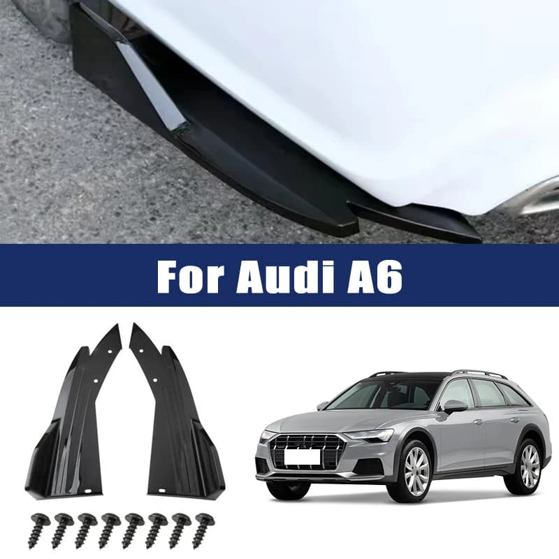 Car Rear Bumper Spoiler Lip Carbon Fiber Wing Trim Protection Anti-crash Diffuser Side Skirt Wrap Angle Splitter For Audi A6