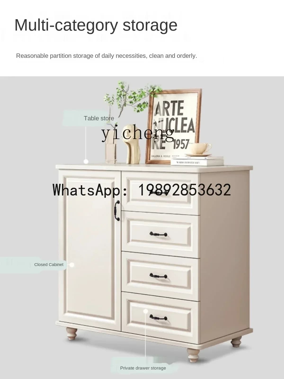 b2 Wooden Household Multi-Functional Chest of Drawers Storage Cabinet Integrated Simple White