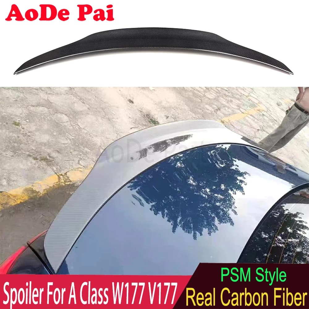 For Mercedes A Class W177 V177 A35 Real Carbon Fiber Rear Trunk Wing Spoiler Lip Lid 2019-2023 PSM Style