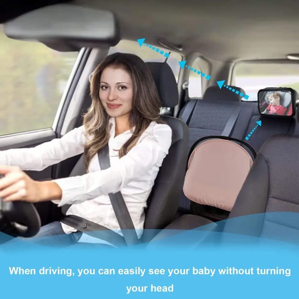 360° Rotation Baby Car Mirror Adjustable Wide Angle Baby Mirror Rear View Universal Square Mirror for Baby in Car