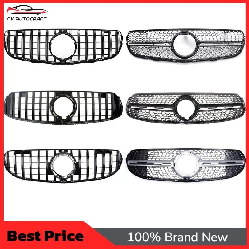 【2026】High Quality Multiple Styles For Mercedes-Benz GLC X253 2015-2020 Diamond GT Style ABS Material Bumper Front Grille Black
