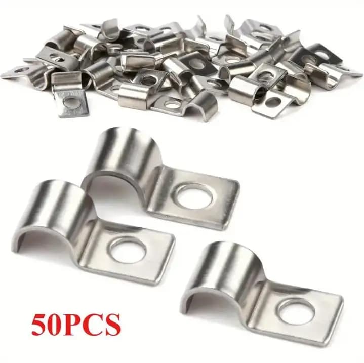 50pcs Installation Clamp Metal Pipe Clamp High-Performance Cable Clamp Single Hole U-Shaped Pipe Clamp For Pipeline Fixation