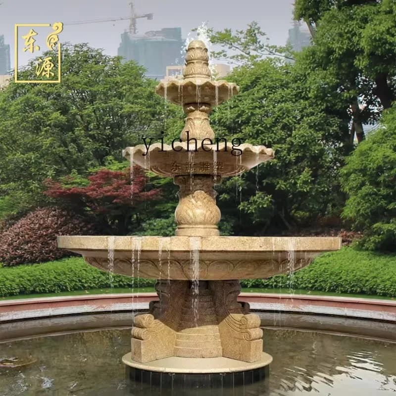 BJ-27 stone sculpture fountain flowing water feng shui ball ornament outdoor courtyard rockery fish pond garden water feature