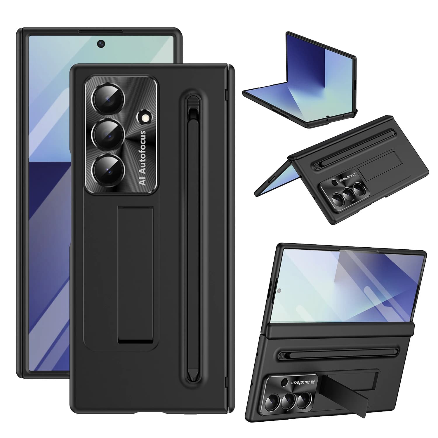 Anti-Fall Anti-Fingerprint Tempered Glass Screen Protector Built-in Stand & Pen Slot with Stylus For Samsung Z Tri-Fold Fold 7/6