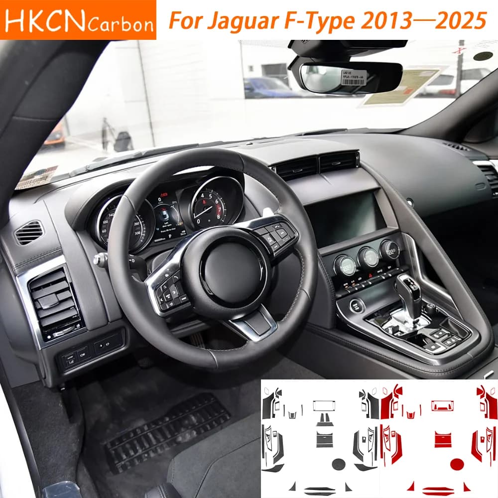 For Jaguar F-Type 2013—2025 Car Accessories Carbon Fiber Start-Stop Button Radio Panel Cover Trim Modified Interior Sticker