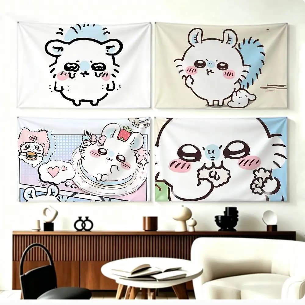 CUTE momongas   Flags Wall Hanging Background Art Banner for Bedroom Home Outdoor Decor