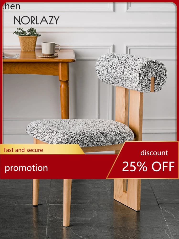 YFY  Dressing Stool Backrest Silent Style Solid Wood Dining Chair Household Restaurant Soft Bag Dining-Table Chair