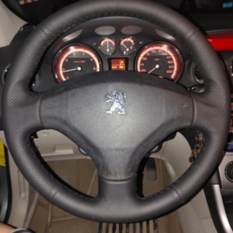 DIY Black Genuine Leather Steering Wheel Cover For Peugeot 207 2006-2014 Partner 2009-2018 Expert 2008-2016 Fiat Scudo 2010-2016