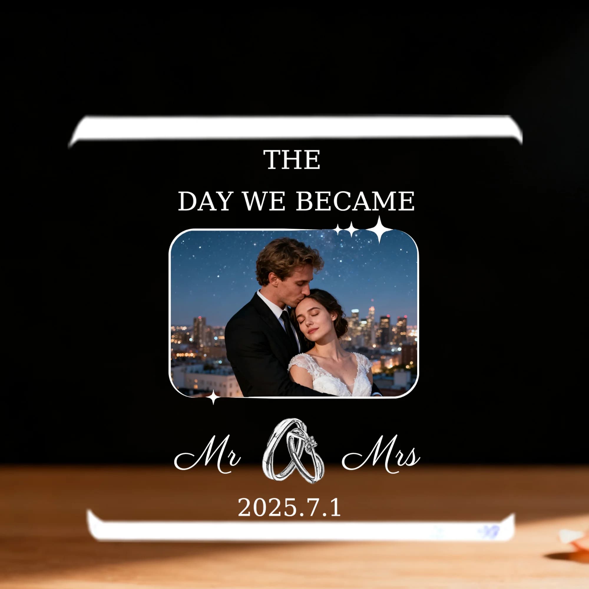 Custom Acrylic Photo Block Personalized Wedding Date Plaque Gifts For Couples  Mr and Mrs Newlyweds Anniversary Keepsake Home De