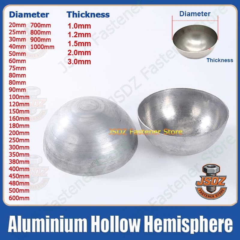 1-10pcs Aluminum Hollow Hemisphere OD 25-1000mm Semisphere Decoration Sealing Plug Aluminum Half Balls Cap Heat Dissipation