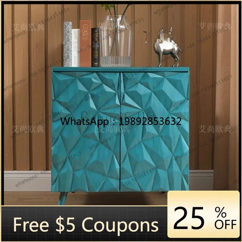 FF solid wood dining side cabinet design sense storage cabinet living room sofa side partition cabinet against the wall
