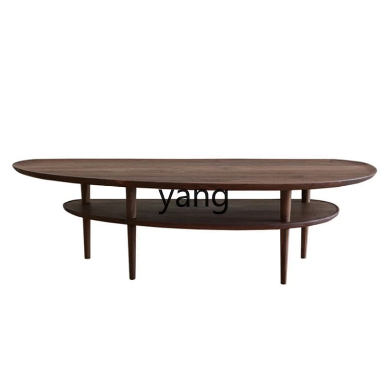 LTT Modern Simple and Simple Coffee Table Small Table Small Apartment Living Room Black Walnut round Coffee Table