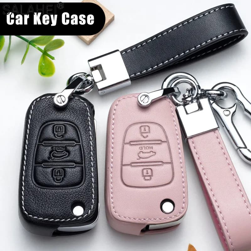 Car Key Case Cover Leather Protect Shell For Kia K3 K5 Sportage Rio Cerato Optima Soul Sorento Picanto Niro Seltos EV6 Keychain