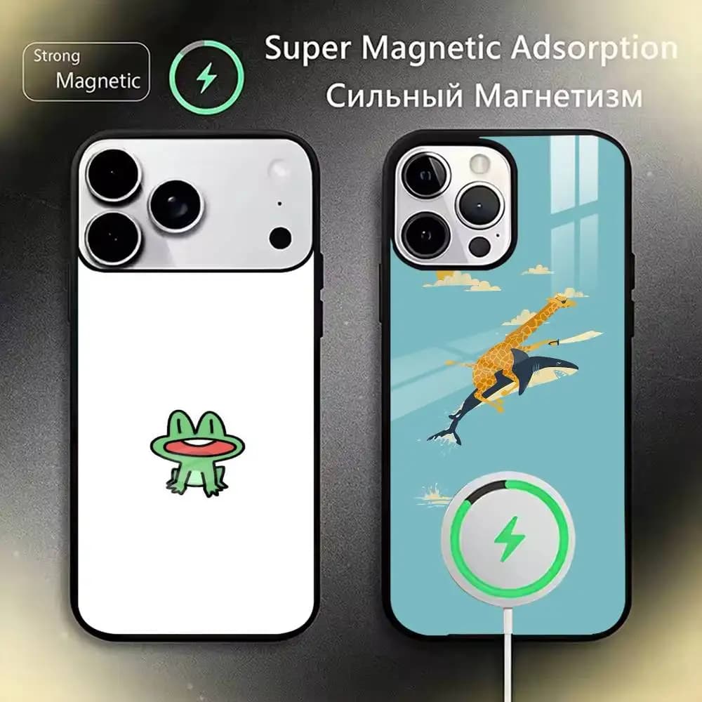 Cute Cartoon Animal Aesthetic Phone Case For iPhone17,16,15,14,13,12,11 Plus,Pro Magnetic with Magsafe Wireless Charging