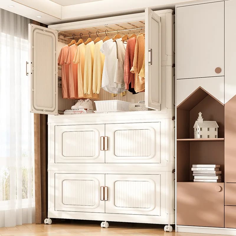 HYS Storage Cabinet Folding Wardrobe Multi-layer Household Multifunctional Clothes Large Capacity Dust Locker
