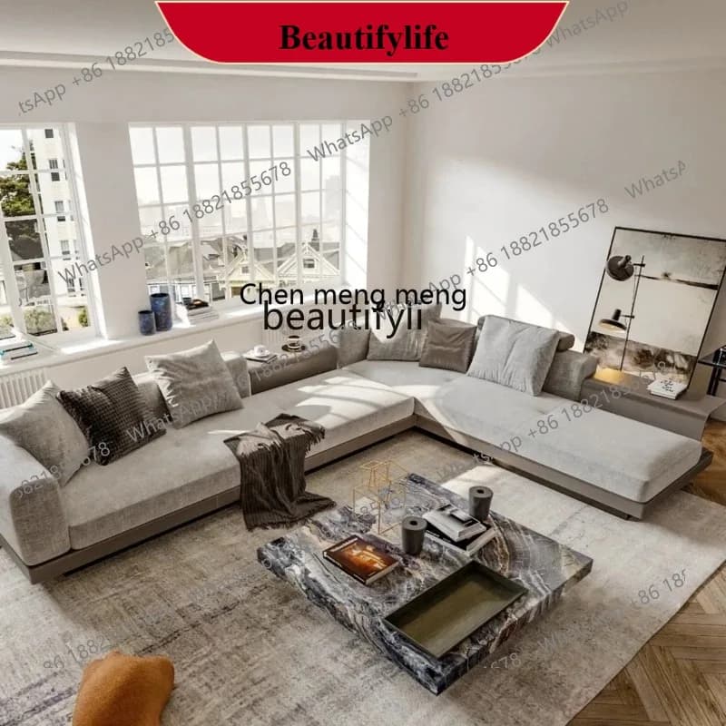 z183 Light luxury model, cotton and linen leather cloth model, corner large flat floor large apartment living room, sofa