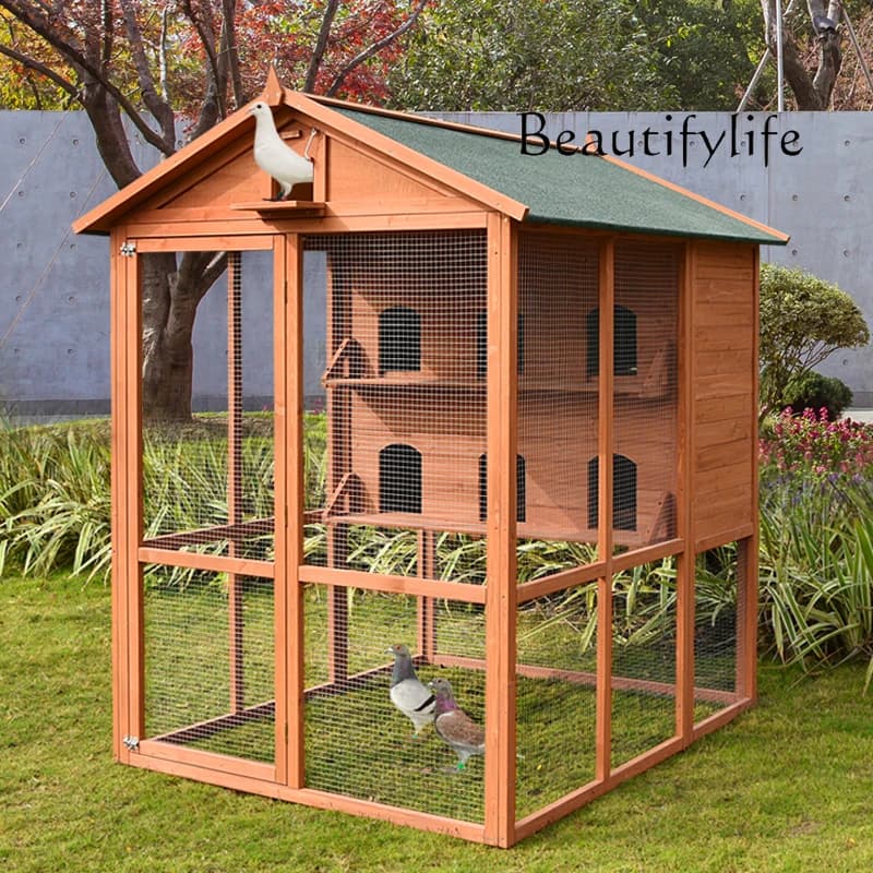 Outdoor pigeon cage house shed bird cage racing pigeon pairing solid wood rainproof and anti-corrosion sun protection breeding v