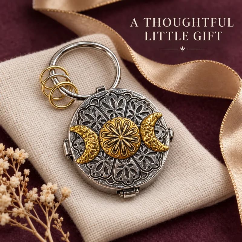 Vintage Triple Moon Locket Pendant Silver Tone Round Amulet Necklace Charms Crystal Holder Wicca Gothic Jewelry Gift For Women