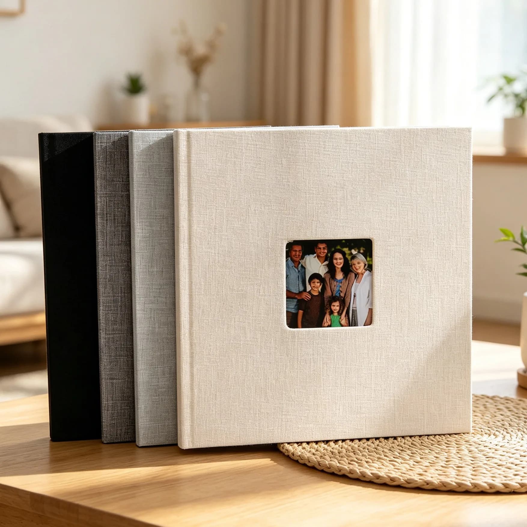 D2 Linen Front Window Scrapbook 18 Inch 20 Sheets 40 Pages DIY Self-Adhesive Photo Album Large Family Wedding DIY Memory Book