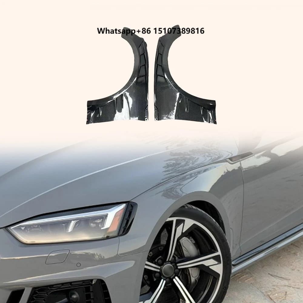 For RS5 Coupe B9 17-24 Carbon V2 Style Front Bumper Side Vented Fender Pair