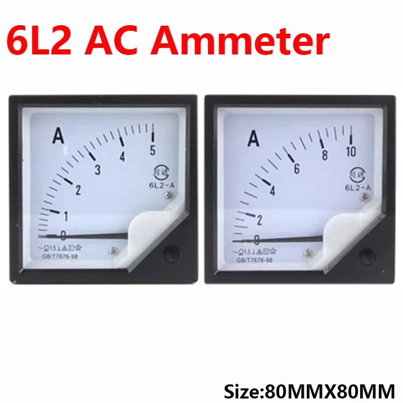 1PC 6L2-A 5A 10A 15A 20A 30A AC Direct Analog Meter Panel AMP Current Ammeter Gauge Pointer Ammeter 80*80MM Amperimetro AC