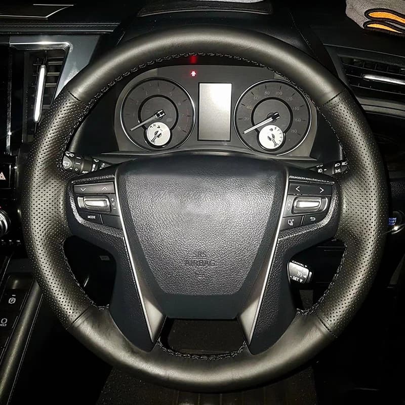 Genuine Nappa Leather Steering Wheel Cover for Toyota Alphard Vellfire 30 Series 2016-2022 Hand Sewing Car Accessories Interior