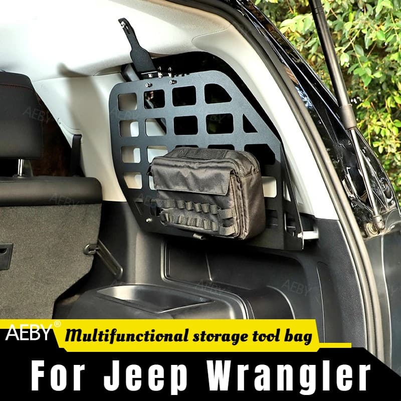 For Jeep Wrangler 2018-2023 Multi-pocket car trunk storage bag,Tool storage bag,Expansion bracket,large capacity,Accessories
