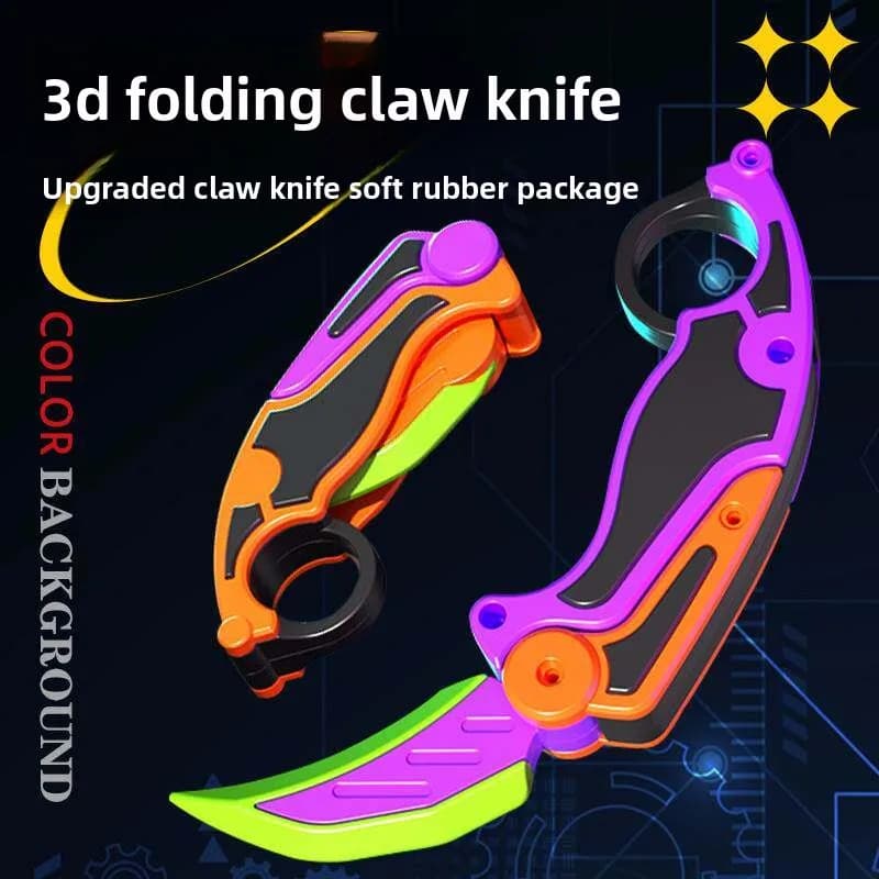 3D Printed Carrot Folding Claw Knife, Butterfly Knife, Gravity Knife, Rotating Decompression, and Anti Anxiety Toy for Boys